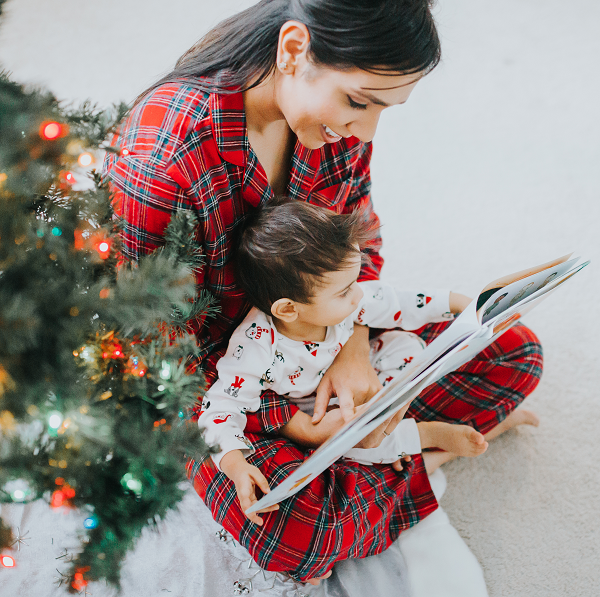 Woman with child reading